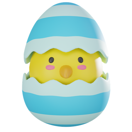 Pollo en huevo  3D Icon