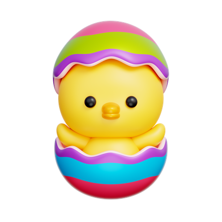 Pollo en huevo de pascua  3D Icon