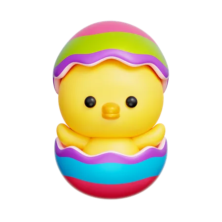 Pollo en huevo de pascua  3D Icon