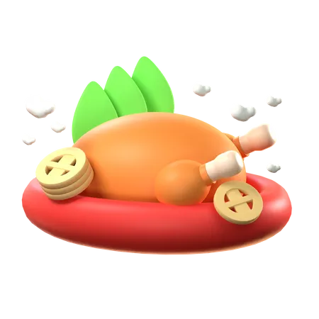 Pollo frito  3D Icon