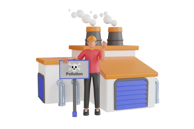 Fumaca Poluente Emitida Pelas Chamines Das Fabricas Fumaca De Chamines Industriais No Ar Ilustracao 3 D 3D Illustration
