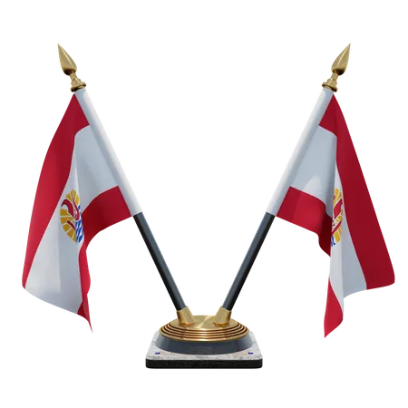 Porte-drapeau de bureau double (V) Polynésie française  3D Icon