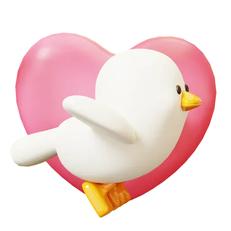 Pombo voador com coração  3D Icon