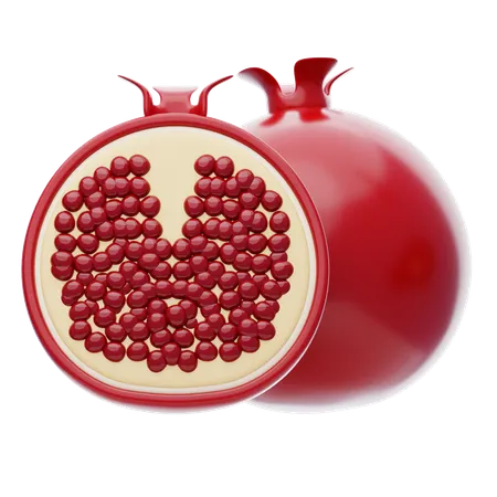 Pomgrenate 3 D Icon Fresh Ripe Pomegranate 3D Icon