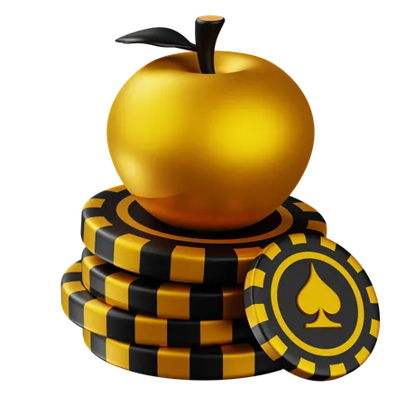 Pomme dorée noire avec puce de pelle  3D Icon