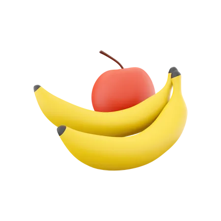 Pomme et banane  3D Icon