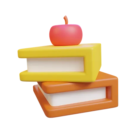 Pomme et livre  3D Icon