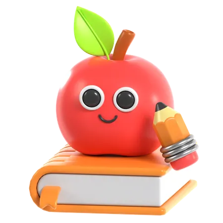 Pomme et livre  3D Icon