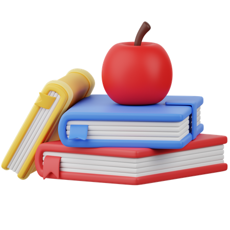 Pomme et livre  3D Icon