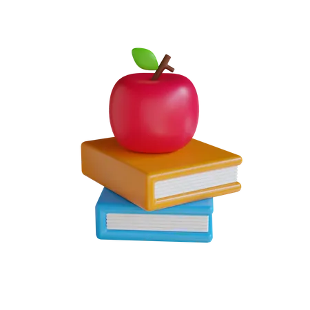 Pomme et livres  3D Icon