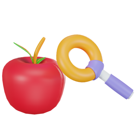 Pomme et loupe  3D Icon