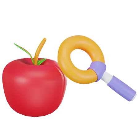 Pomme et loupe  3D Icon