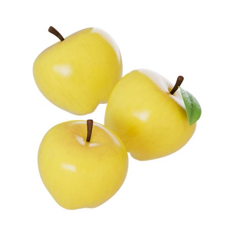 Pomme jaune  3D Illustration