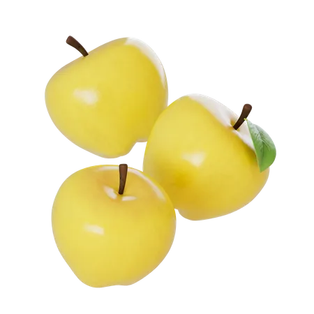 Pomme jaune  3D Illustration