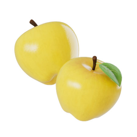 Pomme jaune  3D Illustration