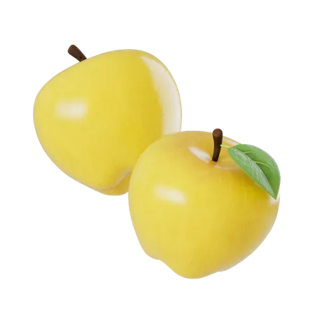 Pomme jaune  3D Illustration