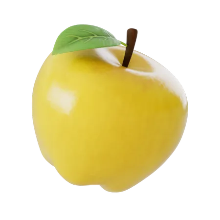 Pomme jaune  3D Illustration