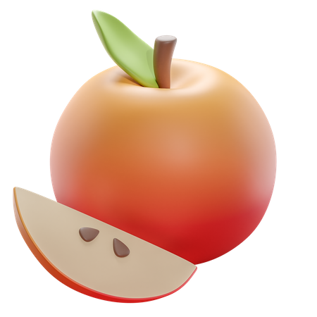 Pomme rouge avec tranche  3D Icon