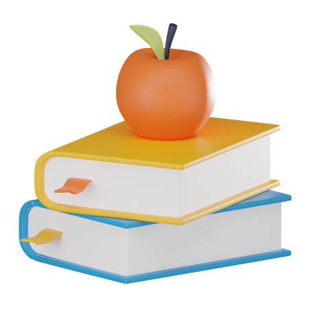 Pomme sur les livres  3D Icon