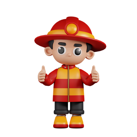 Pompier, abandonner un pouce  3D Illustration