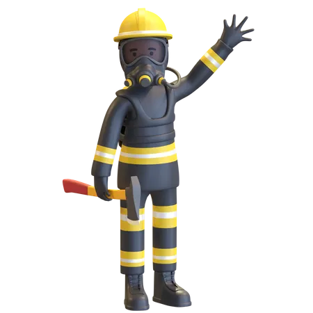 Hache de maintien de protection complète pour pompier  3D Illustration
