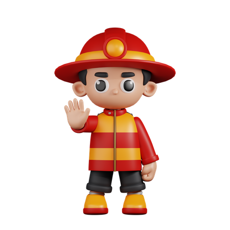 Pompier faisant le panneau d'arrêt  3D Illustration