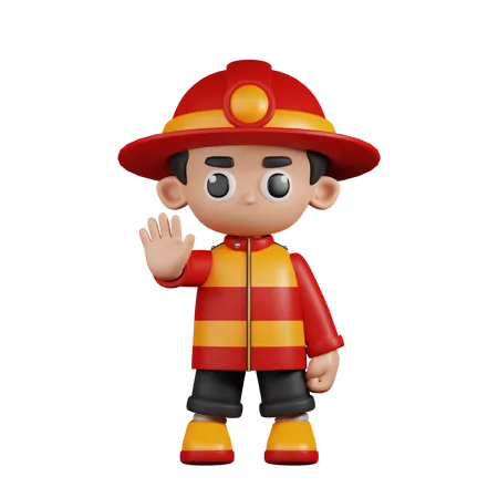 Pompier faisant le panneau d'arrêt  3D Illustration