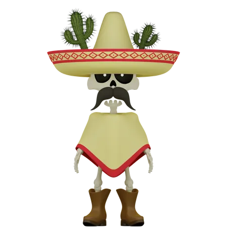 Poncho Sombrero  3D Illustration