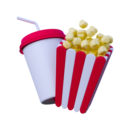 Pop-corn et boisson  3D Icon