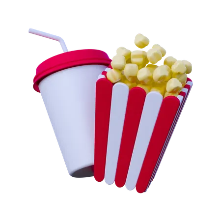 Pop-corn et boisson  3D Icon