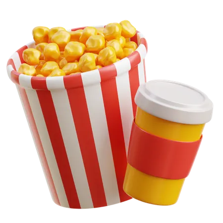 Pop-corn et cola  3D Illustration