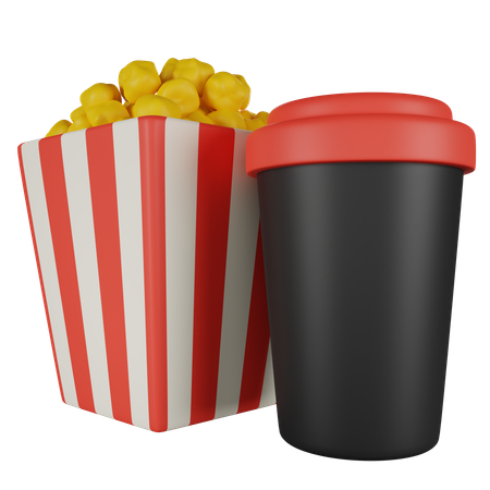 Pop-corn et soda  3D Icon