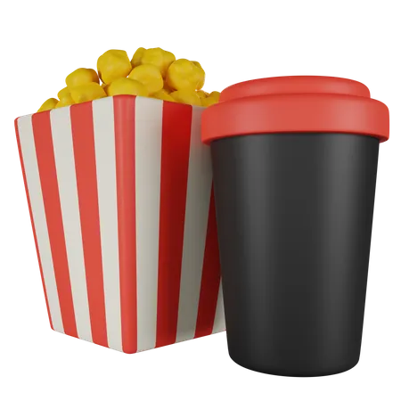Pop-corn et soda  3D Icon