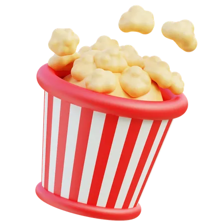 Realistic 3 D Popcorn Bucket Icon Design 3D Icon