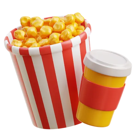 Popcorn And Cola 3D Illustration