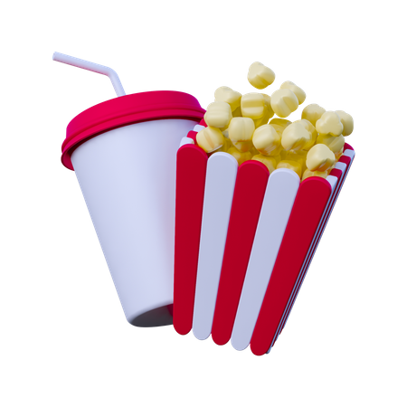 Popcorn and Drink  3D Icon