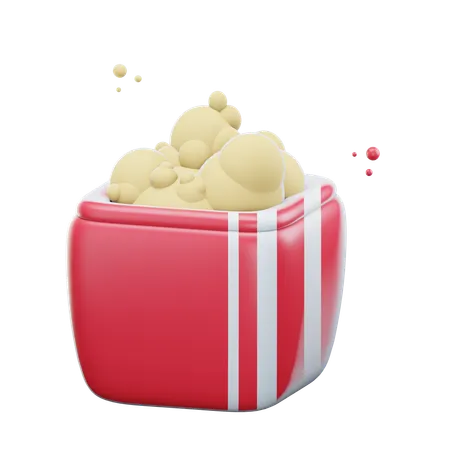 3 D Cartoon Popcorn Bucket Icon Isolated On Transparent Background 3 D Illustration 3D Icon