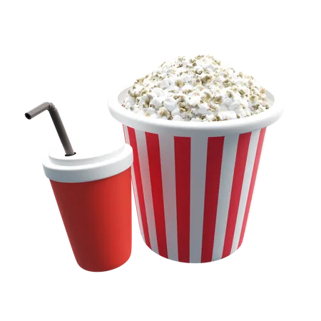 Popcorn With Drink  3D Illustration