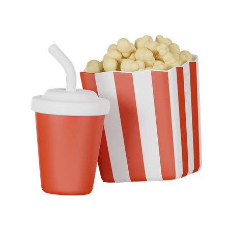 Popcorn With Soda  3D Icon