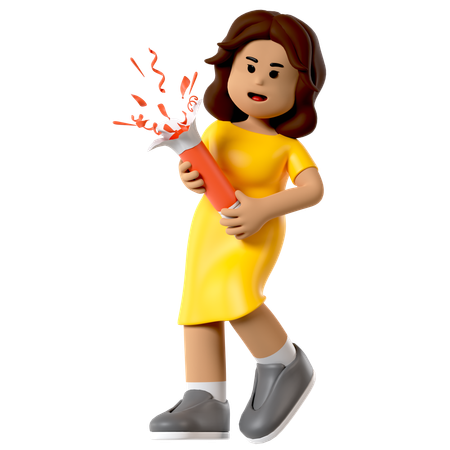 Popper Cofetti Girl  3D Icon