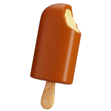 3 D Chocolate Popsicle With Vanilla Flavor Сhocolate Popsicle On A Stick Whole And Bitten With Filling 3 D Vector Food Icon Summer Fast Food Concept 3D Icon