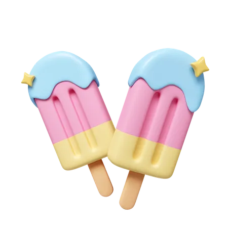3 D Colorful Popsicles Melting Juicy Ice Cream Summer Vacation And Holidays Concept Icon Isolated On White Background 3 D Rendering Illustration Clipping Path 3D Icon