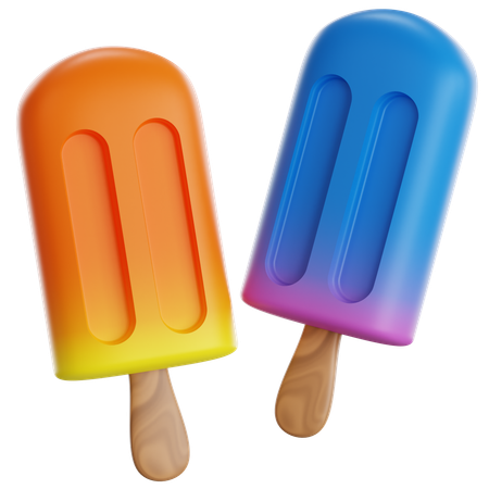 Popsicle Orange And Grape  3D Icon