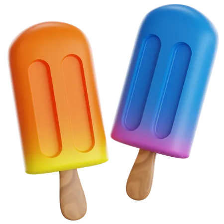 Popsicle Orange And Grape  3D Icon