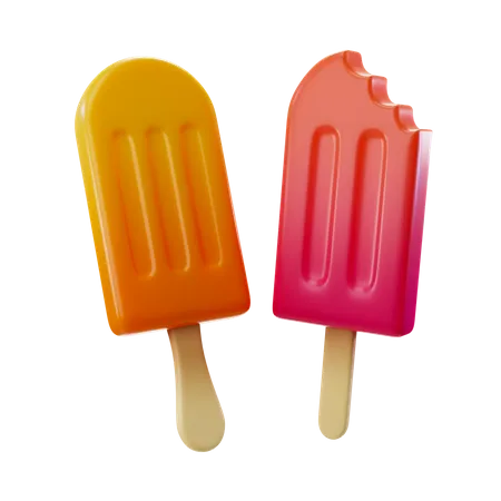 Popsicle Orange And Strawberry  3D Illustration