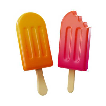 Popsicle Orange And Strawberry 3D Illustration