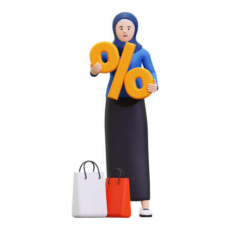 Porcentagem de participação de mulheres muçulmanas  3D Illustration