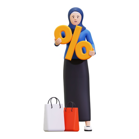 Porcentagem de participação de mulheres muçulmanas  3D Icon