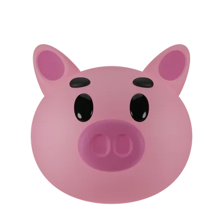 Emoji De Cabeca De Animal 3 D De Porco 3D Icon