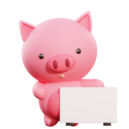 Porco segurando cartaz  3D Icon